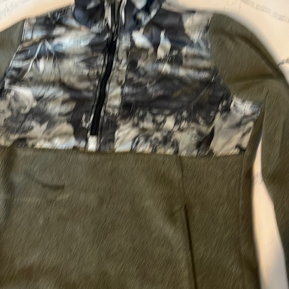 North face olive green zip up